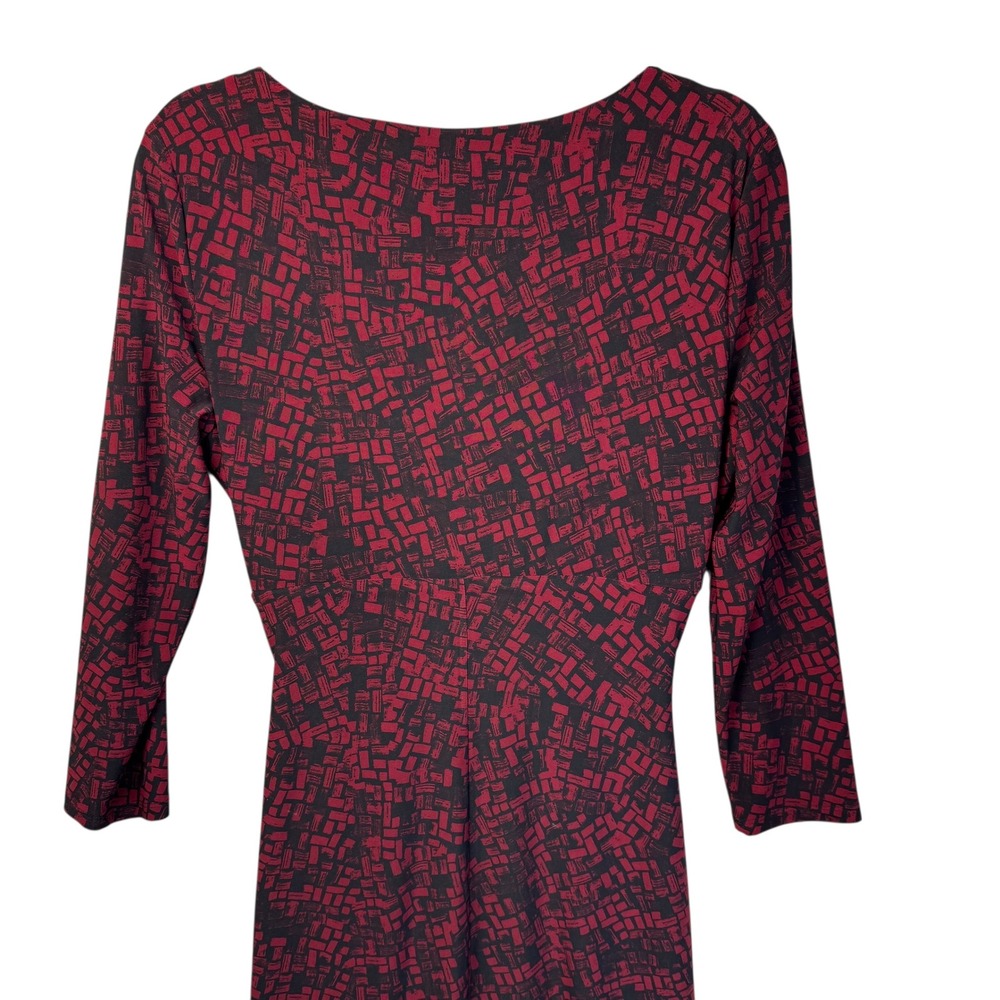 Ralph Lauren Dress 10 Red Black Geometric Print‎ 3/4 Sleeve Faux Wrap Career - Picture 10 of 16